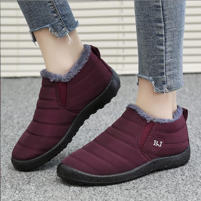 Fashion Women's Waterproof Non-slip Warm Snow Shoes Comfortable Low Top Hiking Shoes Couple Snow Boots Plush Thick Cotton Size35-47