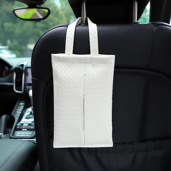 Car Tissue Holder for Dispenser with Woven Visor Hanging Napkin Pattern Universal Armrest
