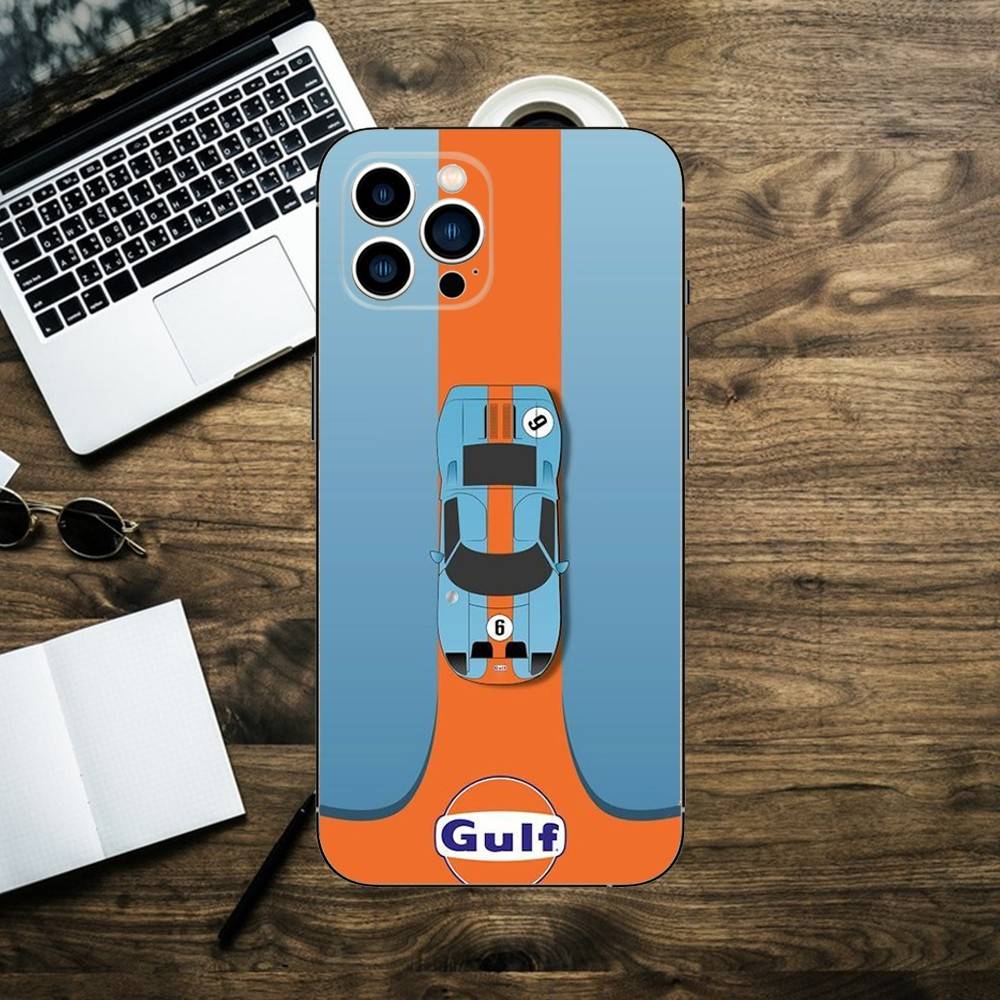Star G-Gulf Ra-cing Auto Pouzdro na Telefon Pro iPhone 16,15,14,13,12,11,XS,XR,X,8,7,Pro,Max,Plus,mini Silikonový Černý Kryt iPhone14