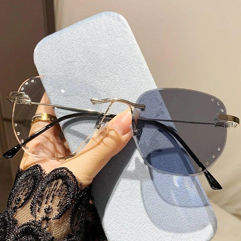 Intelligent Photochromic Myopia Glasses for Women Men Ultralight Frameless Anti Blue Light Shortsighted Discoloration Eyeglasses