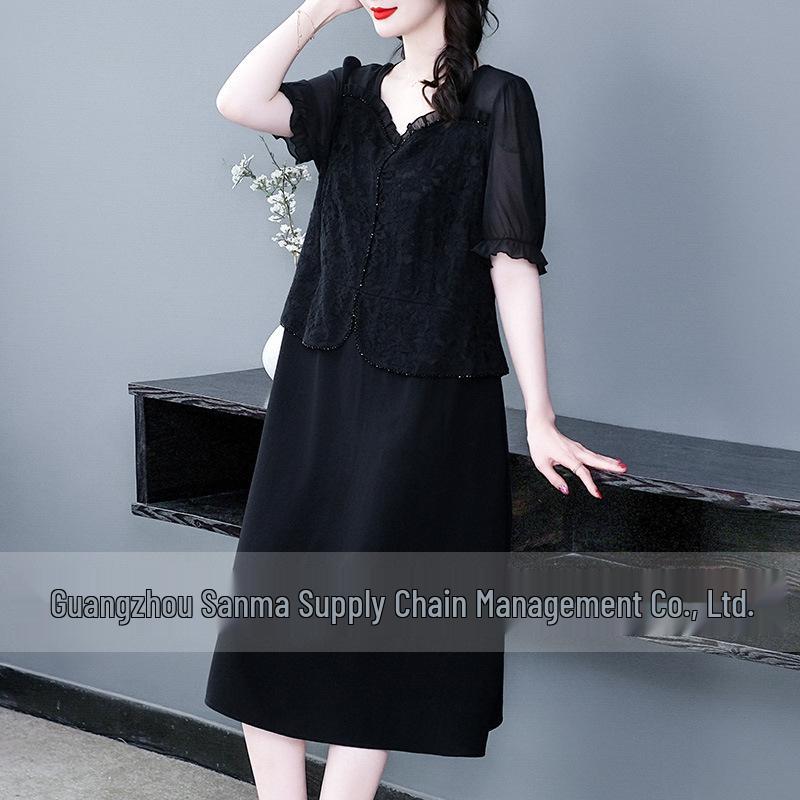 2025 Summer Fashion Plus Size Chiffon Two-Piece Slimming Dress for Women