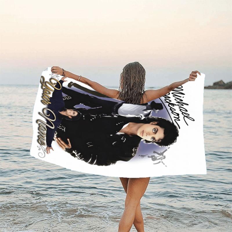1pc Michael Jackson Beach Towel with Custom Name, Beach/Swimming/Bath/Picnic/Camping Towel, Suitable for Seaside Beaches