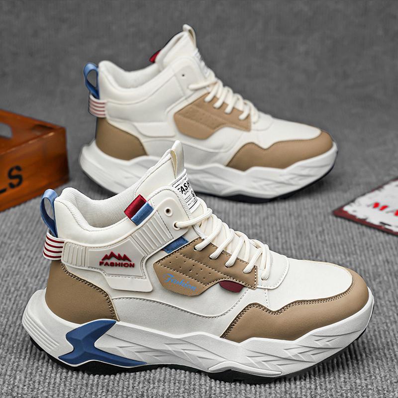 High-top Men's Shoes Autumn and Winter 2024 New Trendy Brand Youth Sports and Leisure Thick-soled Non-slip Heightening Dad Trendy Shoes