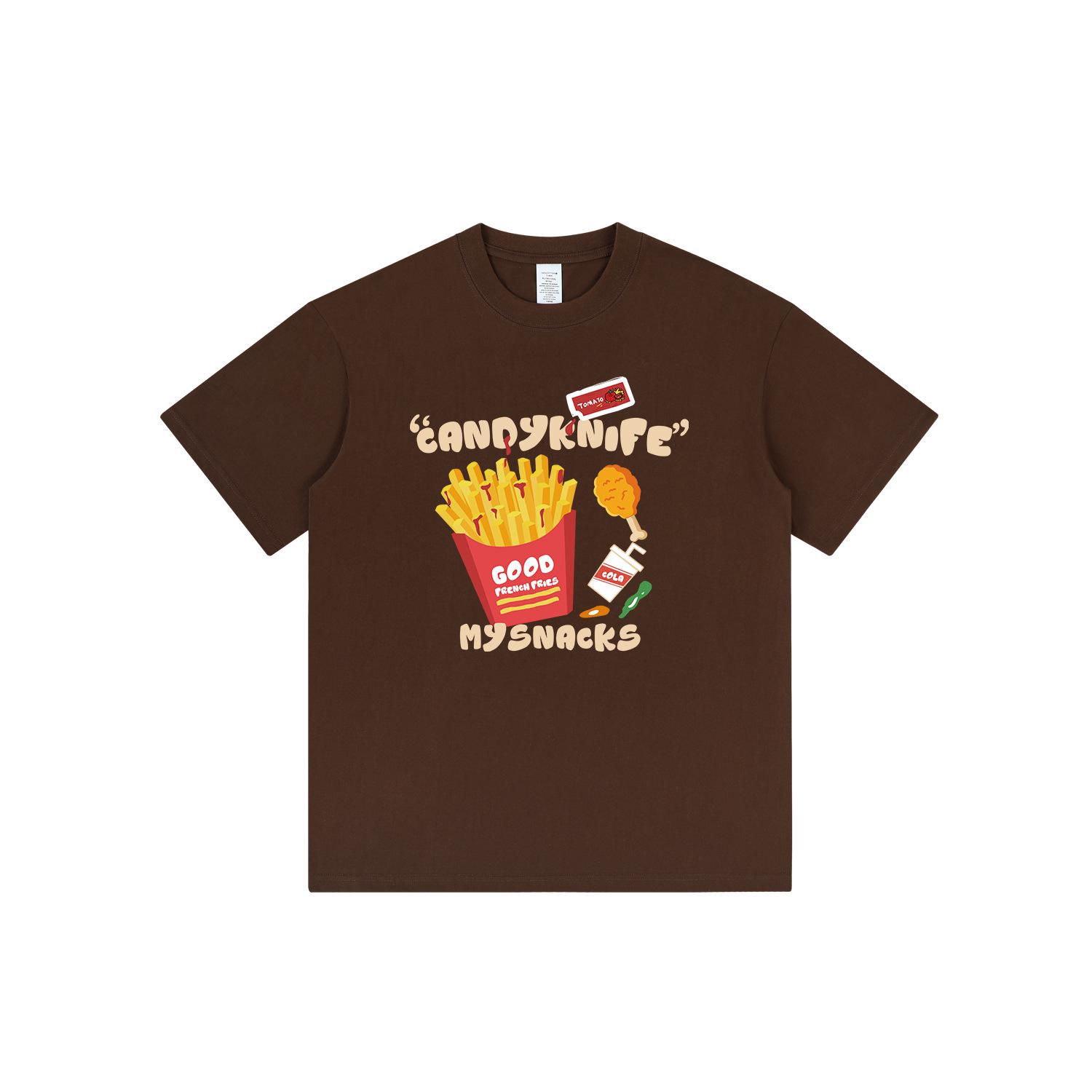

Унисекс футболка оверсайз с принтом картофеля фри в американском ретро-стиле Medium коричневый