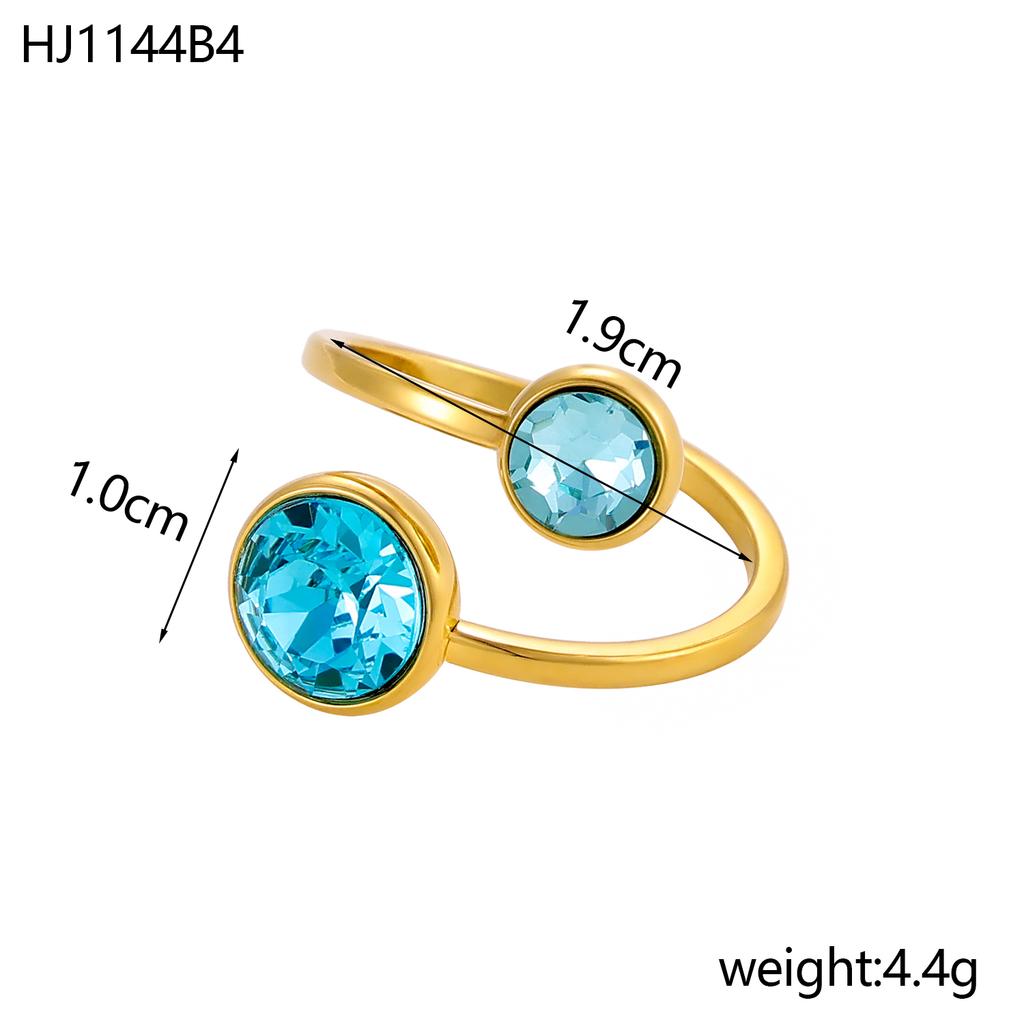 CARLIDANA Delicate Round Zirconia Stainless Steel Gold Color Adjustable Fashion Open Ring High Quality Chic Women Jewelry