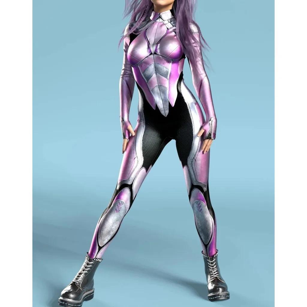 Unisex Cyber Punk 3D Digitaltrykk Halloweenfest Rollespillantrekk Kvinner Menn Cosplay Kostyme Karneval Jumpsuit