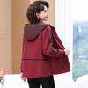 Fashion Plus Size Jacket Women's Casual Loose Hooded Autumn and Winter Mid-length Age Reduction Plus Velvet Embroidery