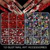 DIY Nail Art Kit With 3mm AB Transparent Flat Back Rhinestones 12 Compartments For Crafts And Fashion