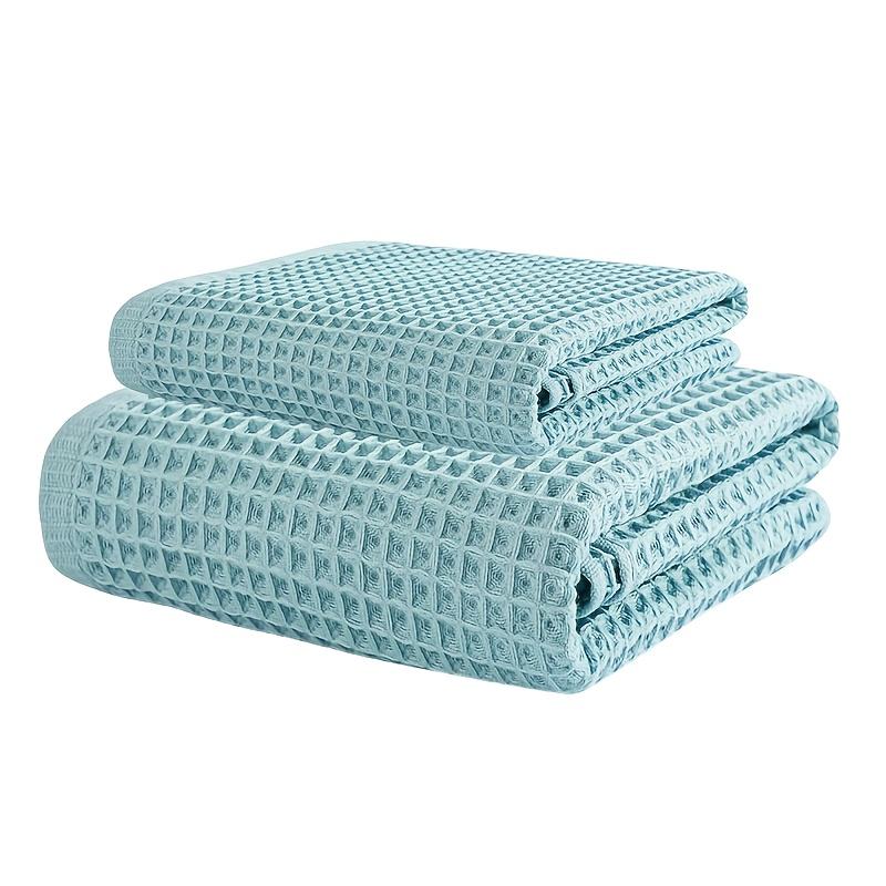 70x140cm Large Towel Modern Waffle Bath Towel Set Quick Drying Knit Fabric Plaid Pattern Soft Absorbent Cotton Solid Color