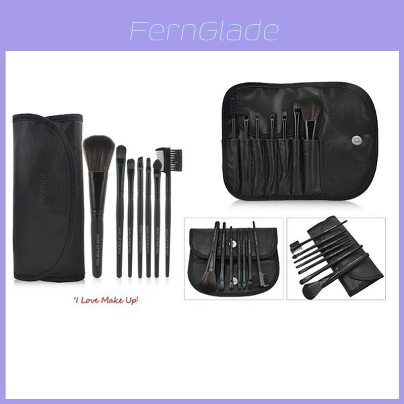 Luxurious 7pcs Makeup Brushes Set With Soft Artificial Fibers And Wooden Handles