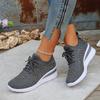 Women's Shiny Rhinestone Wedge Sneakers Breathable Knit Non Slip Walking Shoes Woman Plus Size Fashion Thick Sole White Sneakers