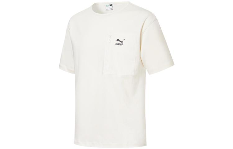 PUMA FLORID SUMMER T Shirts Unisex Ecru Crew Neck Moderate Straight Fit 534002-92 XL