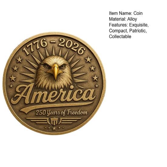 US 250th Anniversary Coin Commemorative 250 Years of Freedom Coin 1776 To 2026 Patriotic Keepsake Coin Gift for Collectors History Enthusiasts