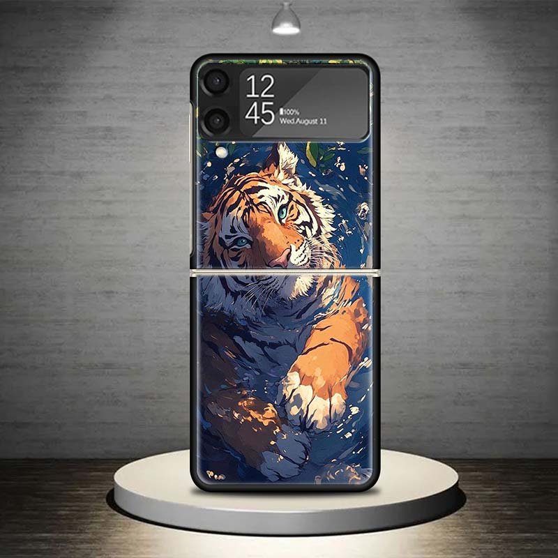 Superior Tiger Pattern Art Phone Case For Samsung Galaxy Z Flip 7 6 5 4 3 5G Shockproof Cover Z Flip7 Flip6 ZFlip5 Flip3 Flip4 L