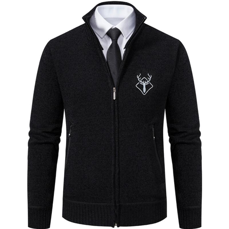 

Men s Full Zip Cardigan Sweater Slim Fit Cable Knitted Zip Up Sweater with Pockets M чорний