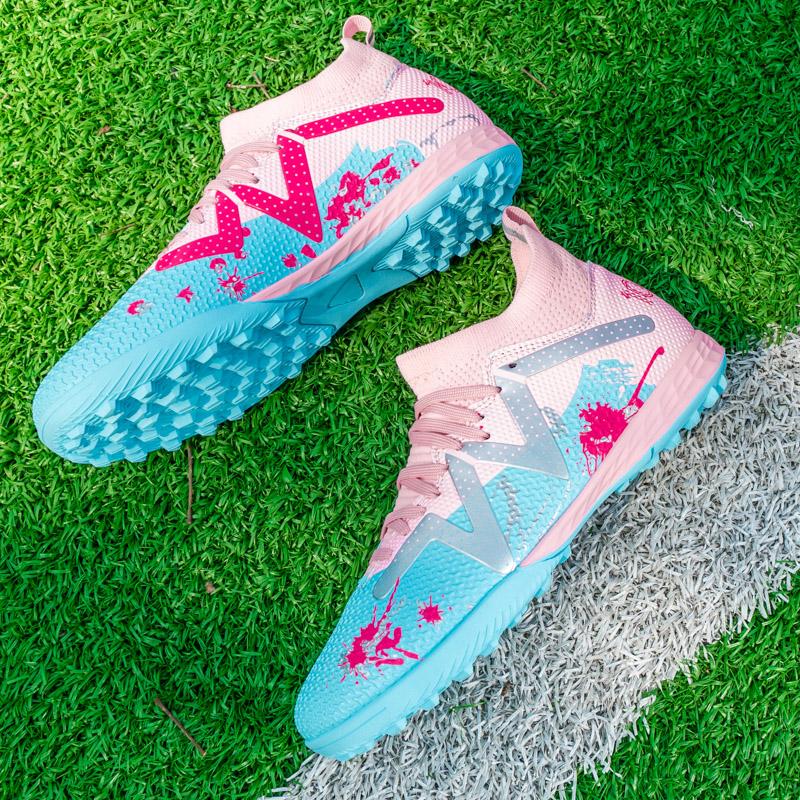 

Високі футбольні бутси 35-45 гумові молодіжні кросівки з короткими нігтями Тренувальне взуття для футболу Мистецький макіяж Газон Дитячі футбольні бутси 45 рожевий