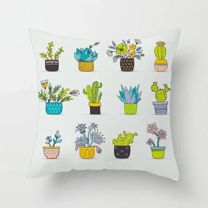40/45/50cm Cactus Print Throw Pillow Cover Succulent Desert Plant Cushion Cover for Home Sofa Chair Pillow Cover