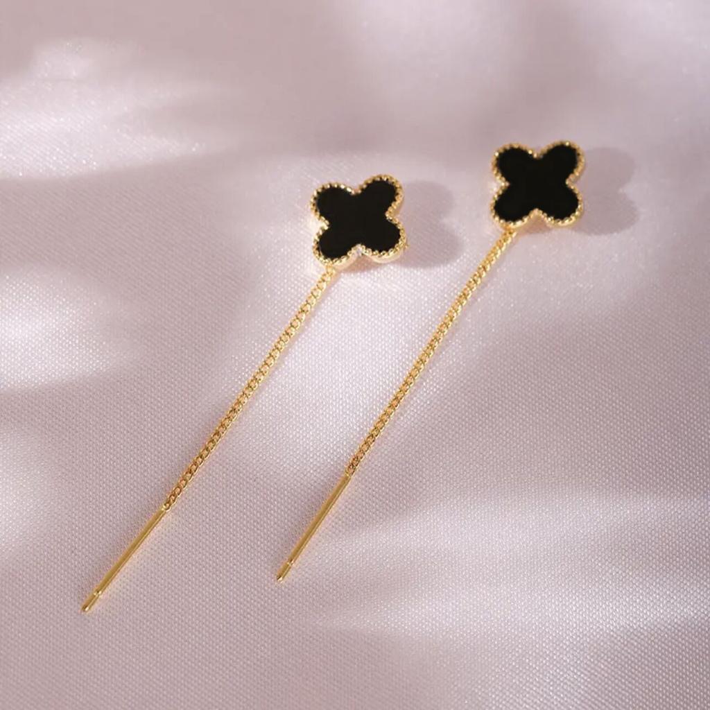 Four-leaf Clover Ear Line Hoop Earrings Women Elegant Fashion Jewelry