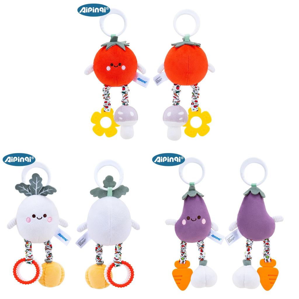 Baby Eggplant Tomato Plush Toy Car Seat Hanging Animal Rattle With Visual And Auditory Stimulation For Infant Development
