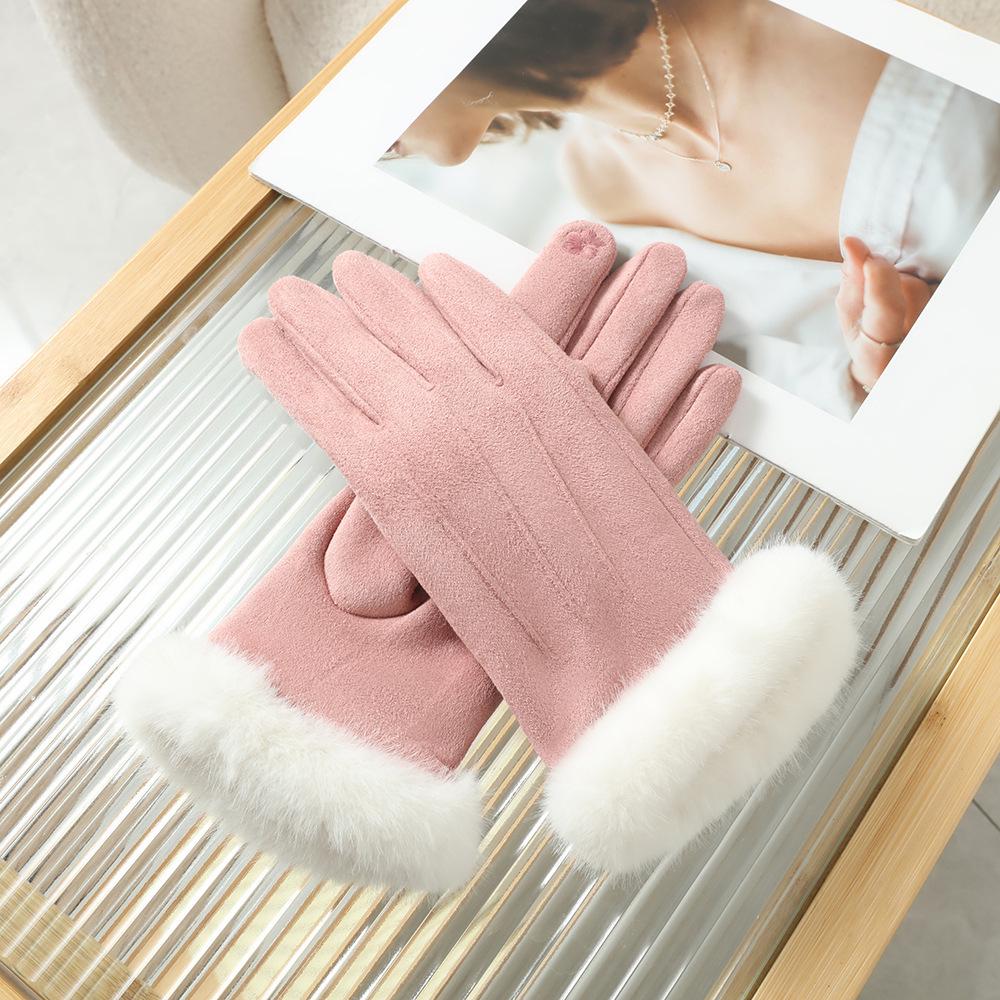 Women's Suede Winter Gloves: Warm, Fleece-Lined, and Windproof for Cycling and Driving