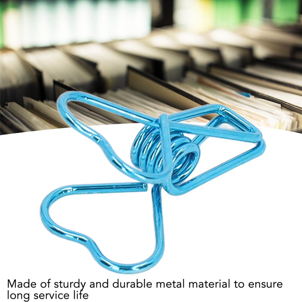 100pcs   Clips Cute Cartoon Heart Shape Metal Hollowed   Tail Clips Paper Clamps   Supplies