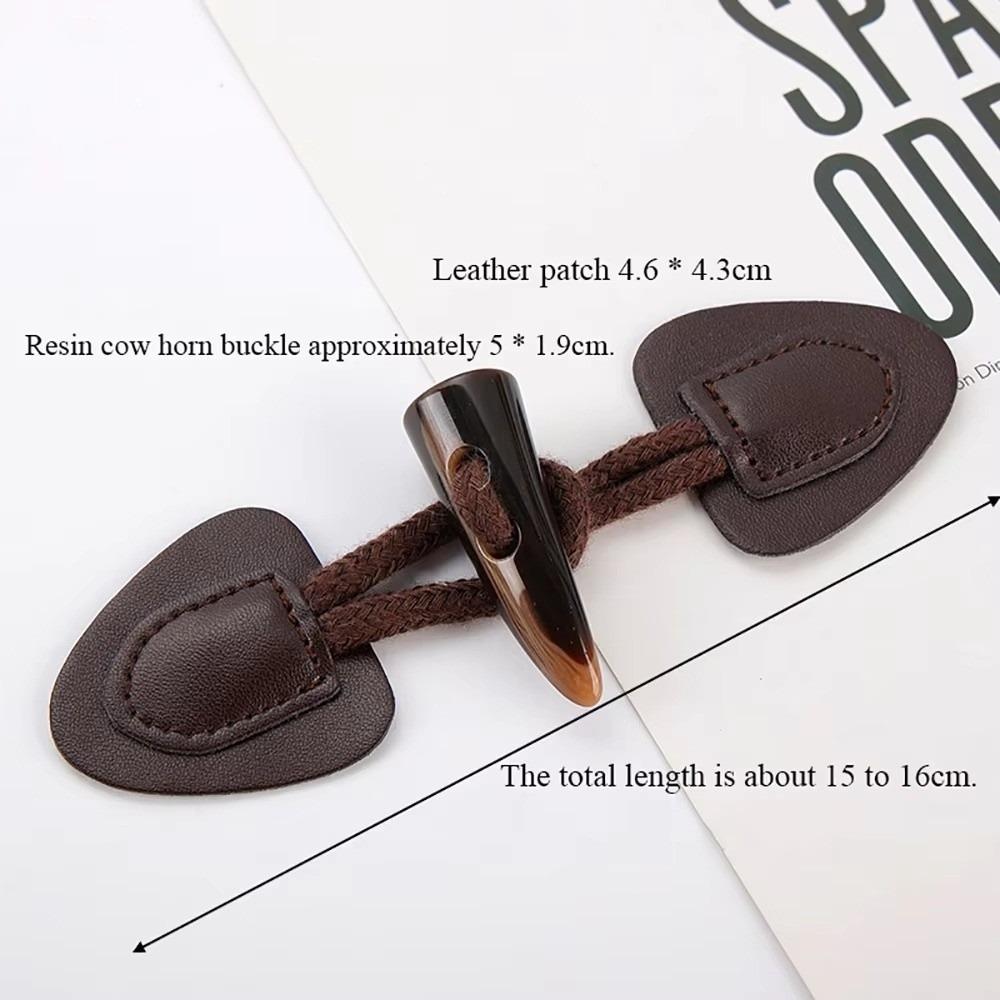 Trendy Vintage Horn Buckle PU Leather Resin Sew-On Horn Buttons Bags Decoration Fastener Sewing Crafts Button for Coats Jackets