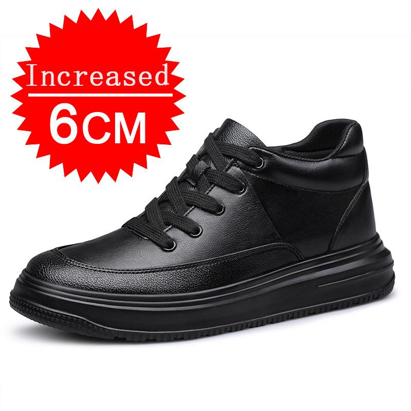 New Men Boots Genuine Leather Elevator Shoes Invisible Height Increase Shoes 4/6/8CM Men Casual Shoes Walking Work Shoes 37-44