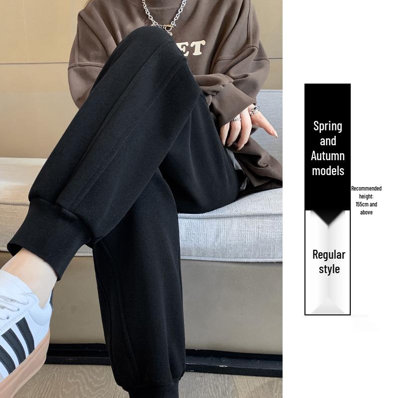 

Women s Spring Wide-Leg Cotton Sweatpants with Tapered Leg, Plus Velvet for Warmth, Petite Size - Cross-Border Casual Style 2026. XL