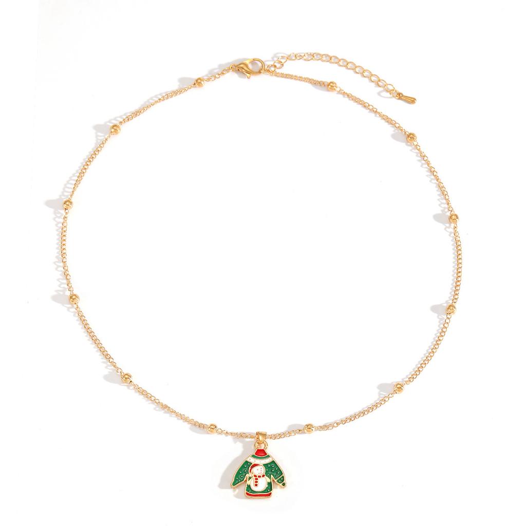 Christmas Necklace Hot-selling Fashion Dripping Oil Snowflake Bell Christmas Tree Pendant Simple Versatile Item