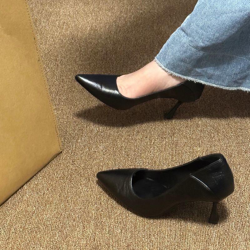 Spring and autumn new pointed high heels women are not tired feet comfortable single shoes women interview versatile
