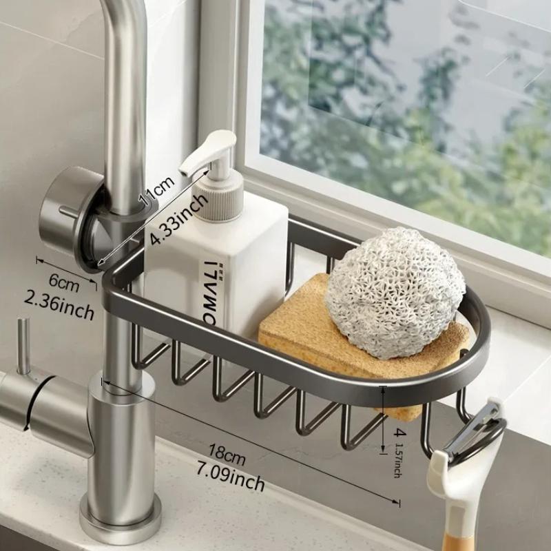 

Кухонное пространство, алюминиевая сливная стойка для раковины, держатель для крана для хранения губки, сушилка для мыла, полка, корзина, органайзер, аксессуары для ванной комнаты