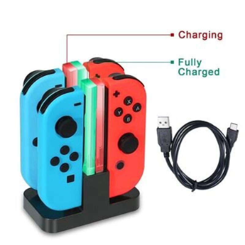 Versatile And Sleek Switch Joycon Controller Dock With Four Charging Slots For Gamers