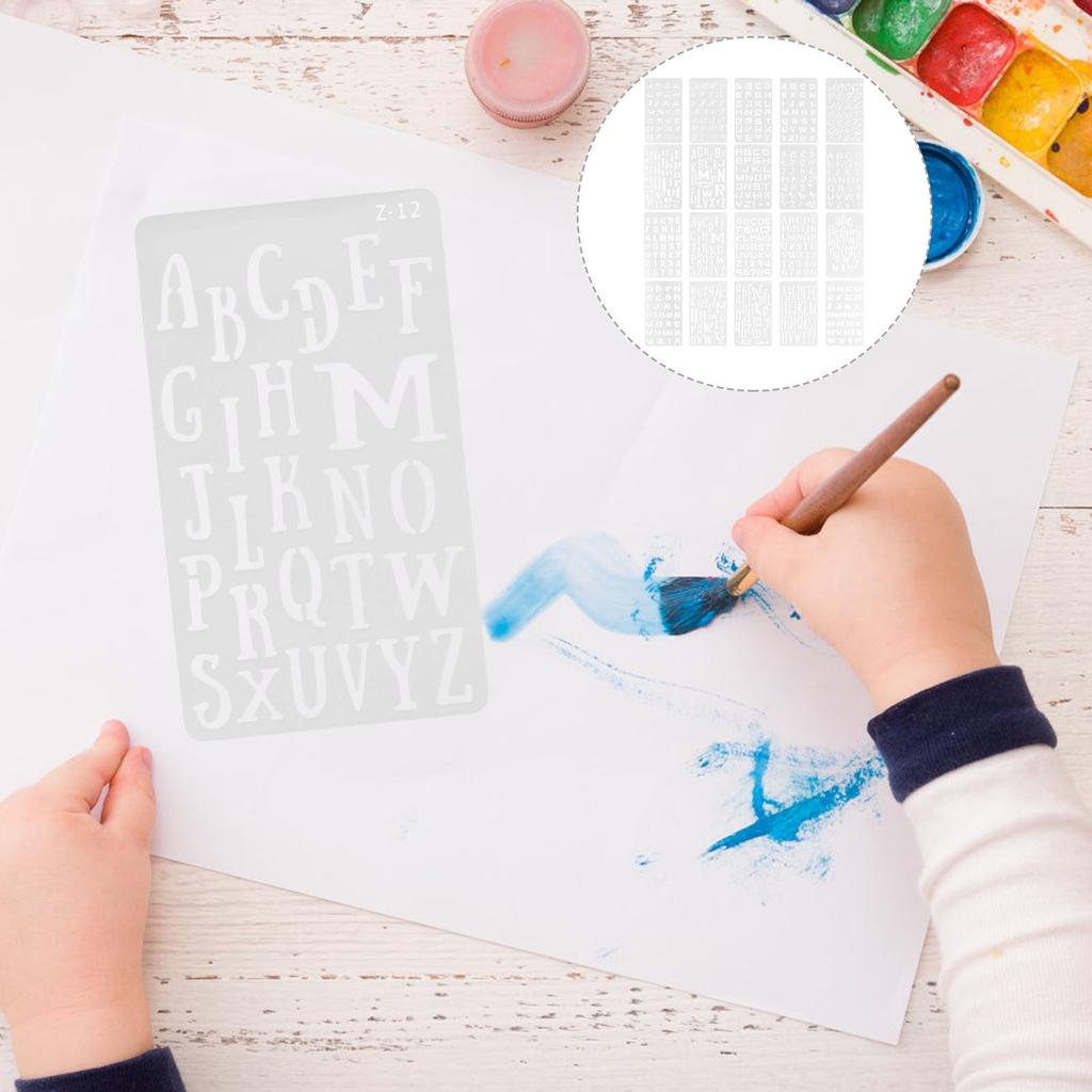 20 Sheets Letter Stencils Pet Reusable Alphabet Stencils for Journaling Scrapbooking DIY Crafts Painting Calligraphy Drawing