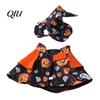 Ghost Themed Pet Outfit 1 Set Halloween Costume, Adjustable Wizard Hat And Cape, Cute Pumpkin Costume Prints, Fun for Small Dogs Cats Festive