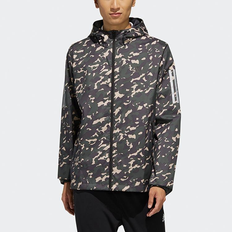 Adidas Camo Full-Zip Hooded Sports Jacket Men Jackets Deep-Earth-Brown EH3801