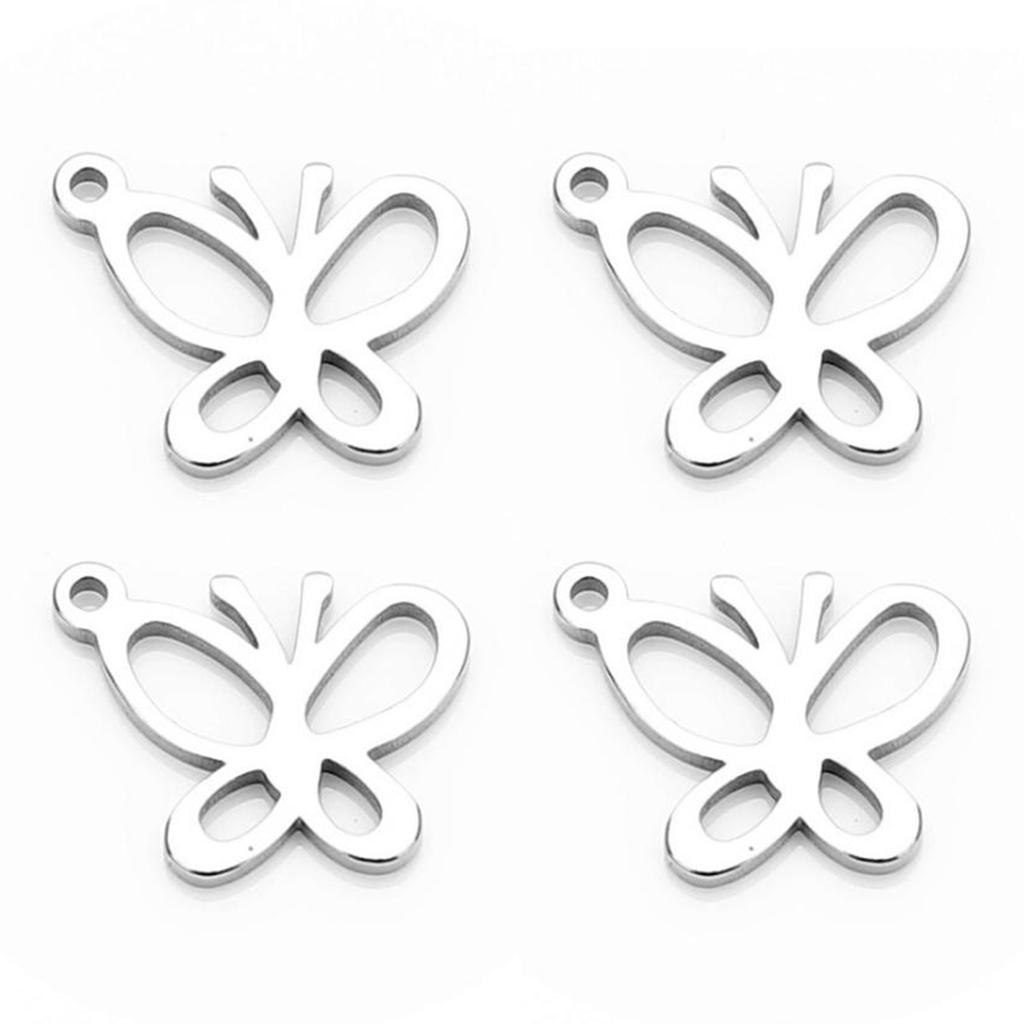 20Pcs Stainless Steel Butterfly Charms Pendants for Bracelets Earring DIY