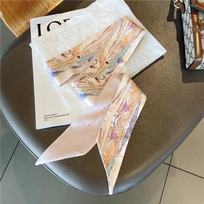 Silk Scarf Headband French Braided Hair Ribbon Versatile Ponytail Streamer Headgear Bag Decoration