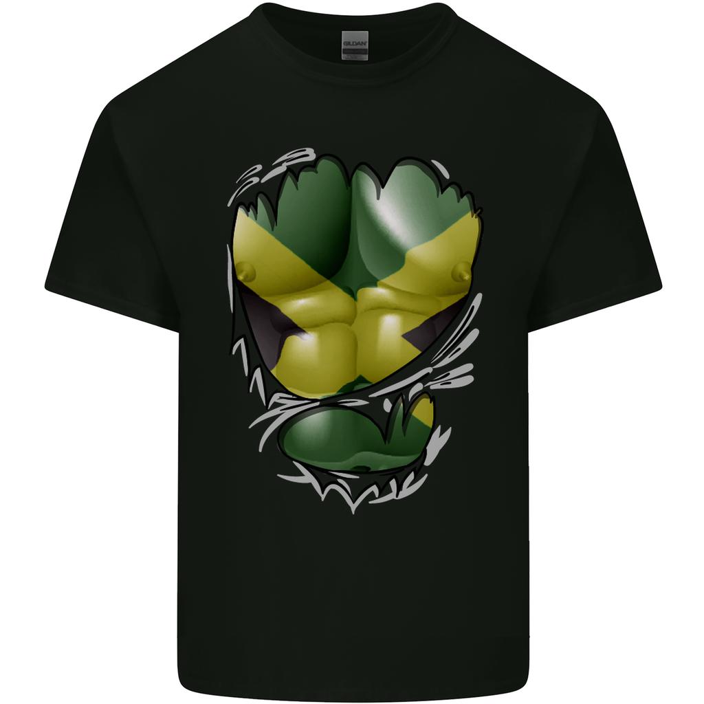 The Jamaican Flag Ripped Muscles Jamaica Unisexs Light Cotton TShirt