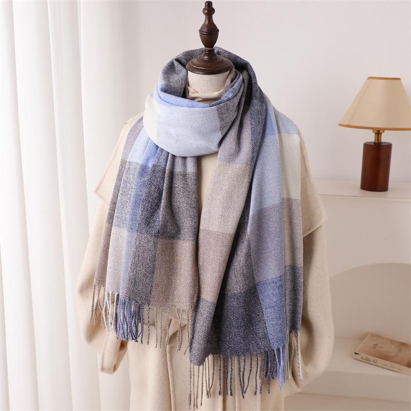 Cachecol Quente Xale Feminino Cachecol Caxemira de Luxo Inverno Manta Envoltórios Casual Estampa Xadrez Pashmina Bufanda Viagem Poncho Estolas Echarpe