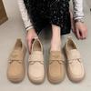 Niche Velcro Single Shoes Women's 2025 Spring New Flat-bottomed Versatile Round Head Daily Soft-soled One-pedal Doudou Shoes