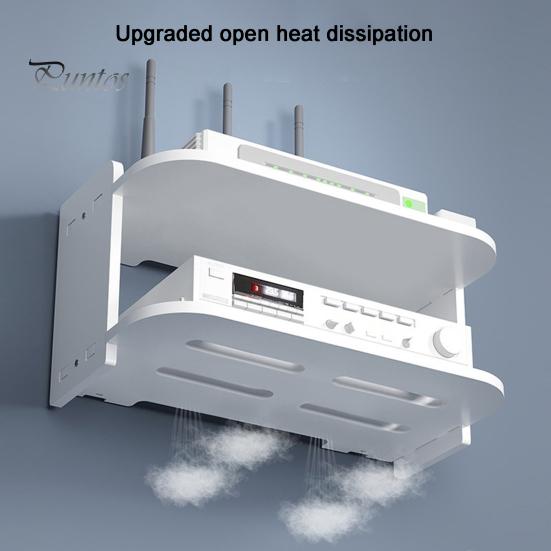 Półka ścienna do routera, organizer listwy zasilającej, dwuwarstwowa konstrukcja, wytrzymała, łatwa instalacja, pływający uchwyt ścienny