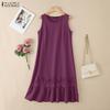 ZANZEA Women Casual Round Neck Summer Sleeveless Dress