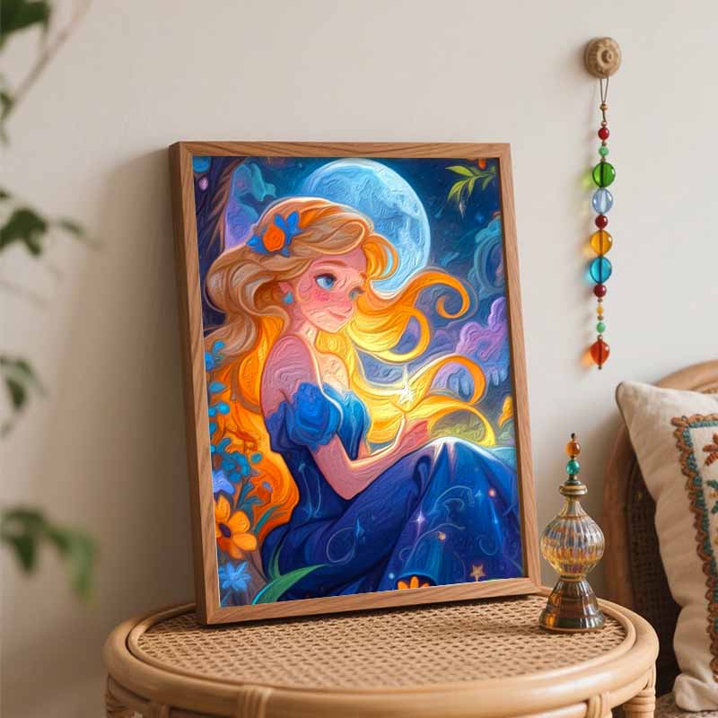 Disney Animation Digital Oil Painting Alice Moon Night Sky Diy Handpainted Coloring Painting Home Decoration Craft Gift Art Wall Decor