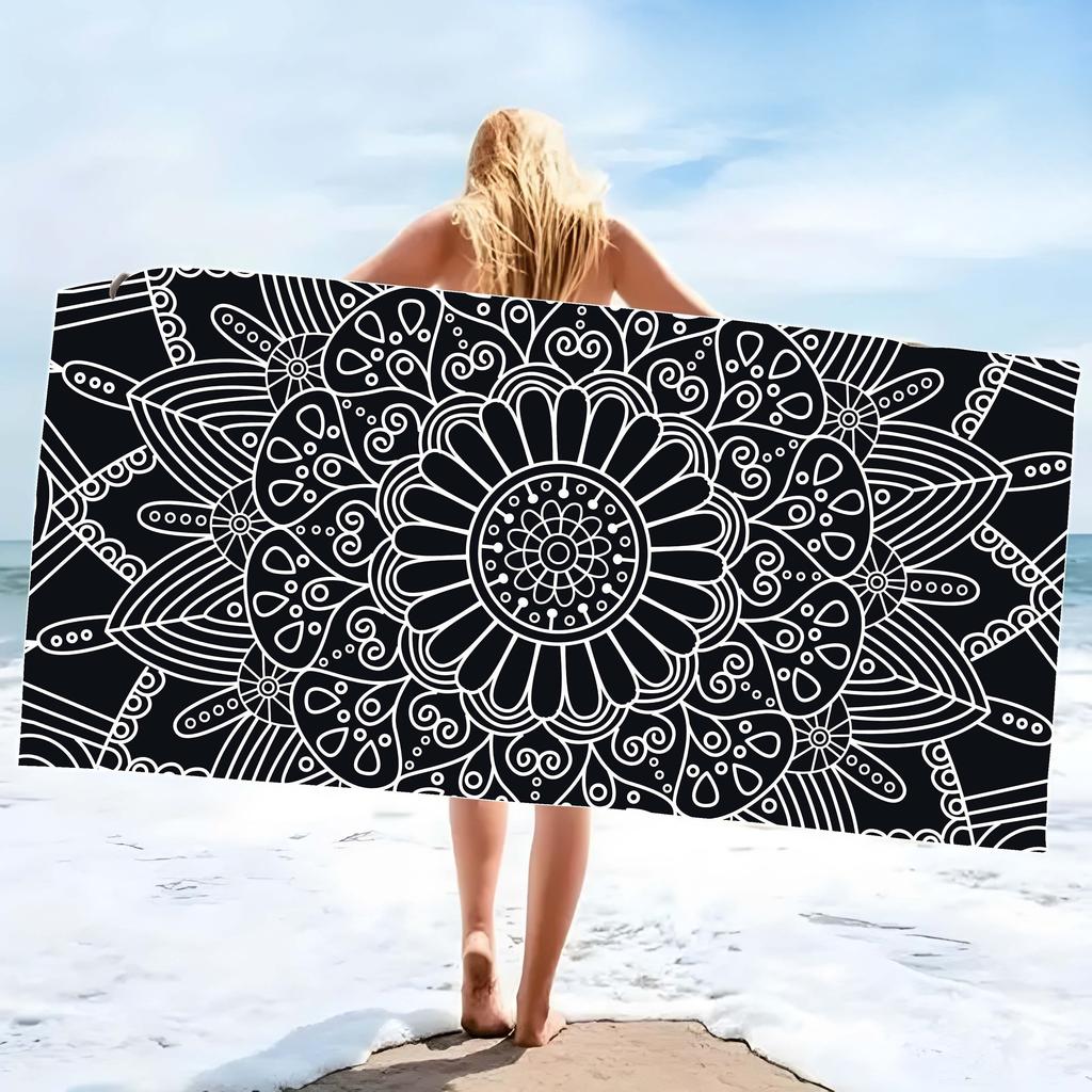 1PC Mandala Pattern Beach Towel for Abuela Abuelo Mama Papa Festival Day Birthday Quick-Dry Towel For Bath Yoga Tourism Swimming