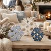 Winter Farmhouse Shelf Ornaments 3 Pcs Snowflake Wooden Signs, Rustic Table Decoration, Hollowed Out Crafts Block Sign for Christmas Tiered