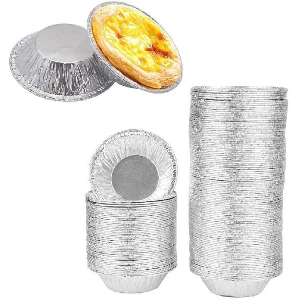 50PCS Silver Mini Pie T, Round Tart Pie Foil Pans, Aluminum Foil Tart Pans