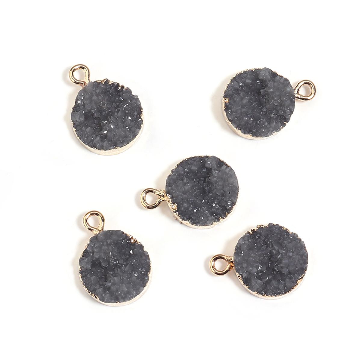

5pcs/lot Imitation Druzy Quartz Stone Charms Crystal Geode Small Charms Round Resin Pendants For Jewelry Making Accessories
