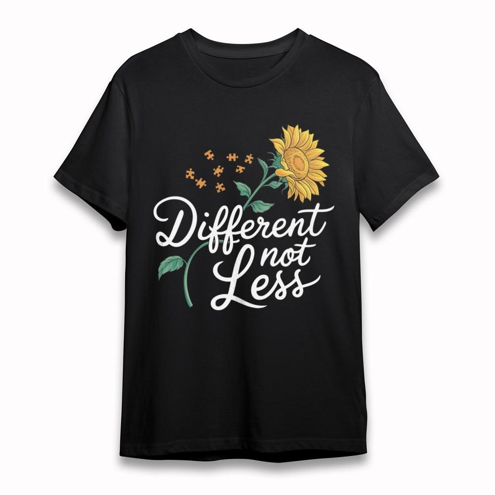 

Women s Plus Size T-Shirt Sunflower Puzzle Different Not Less Motto Cotton Tee S