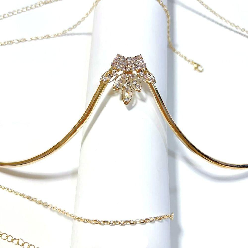 Adjustable Rhinestone Breast Chain Zircon Leaf Bikini Crystal Chain Chest Bracket Chain  Women