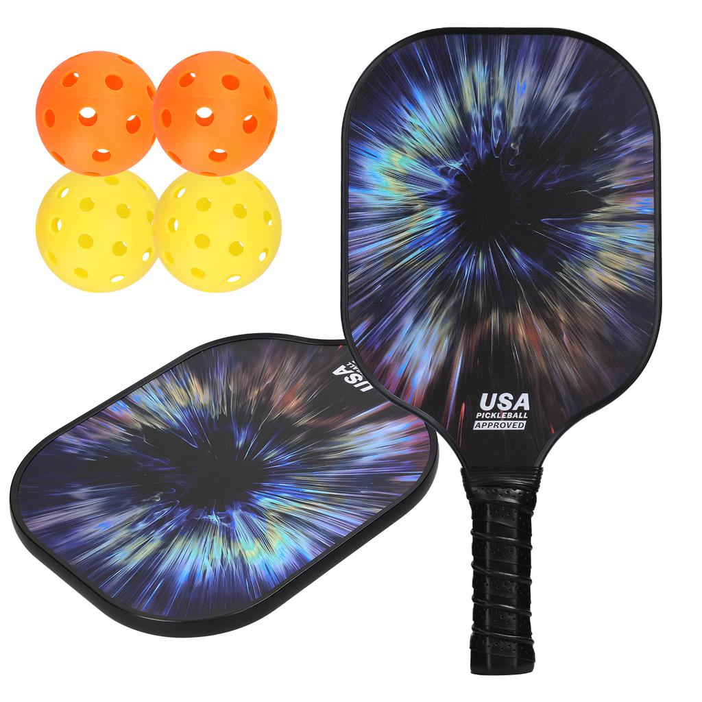 Fiberglas Pickleball Rackets Set Pickleball Paddle Set of 2 Rackets and 4 Pickleballs Balls